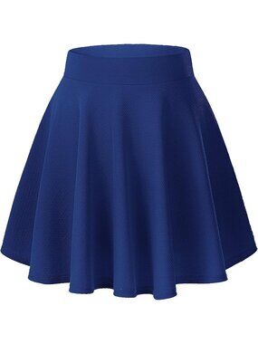 ✨Women's Royal Blue High Waisted Flared Skater Stretchy Casual A-line Mini Skirt
